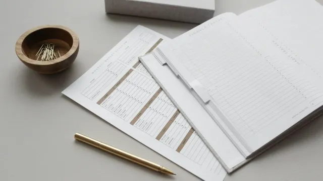 Fulls de comptes i documents ordenats sobre una taula, amb un llapis daurat.